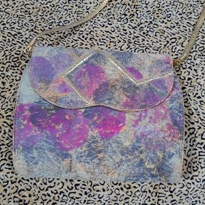 🌈VINTAGE HAND PAINTED CORK CROSS BODY PURSE